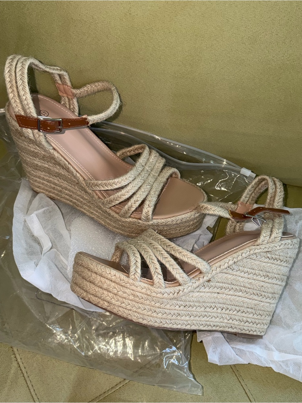 Woven Rope Espadrille Wedge Sandals - Natural color NWT
